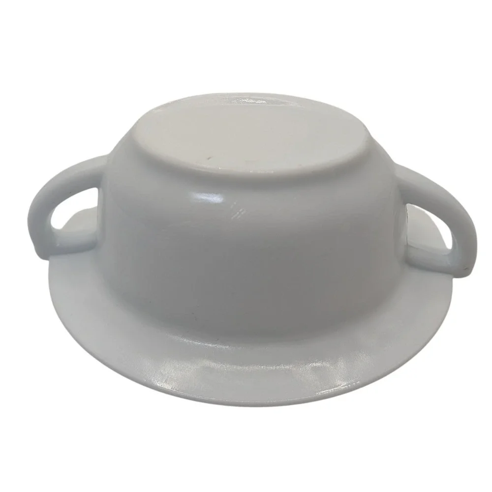 Vintage Anchor Hocking Sugar Bowl Vitrock Flower Rim White Milk Glass Six Inches